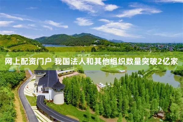 网上配资门户 我国法人和其他组织数量突破2亿家