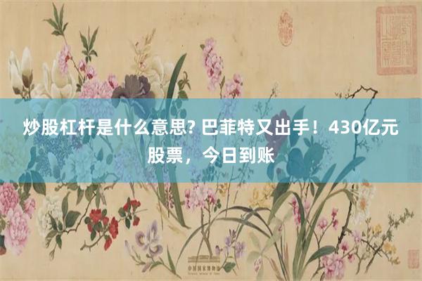 炒股杠杆是什么意思? 巴菲特又出手！430亿元股票，今日到账