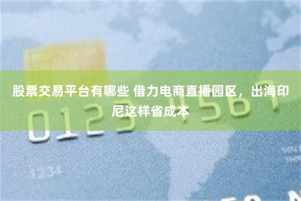 股票交易平台有哪些 借力电商直播园区，出海印尼这样省成本