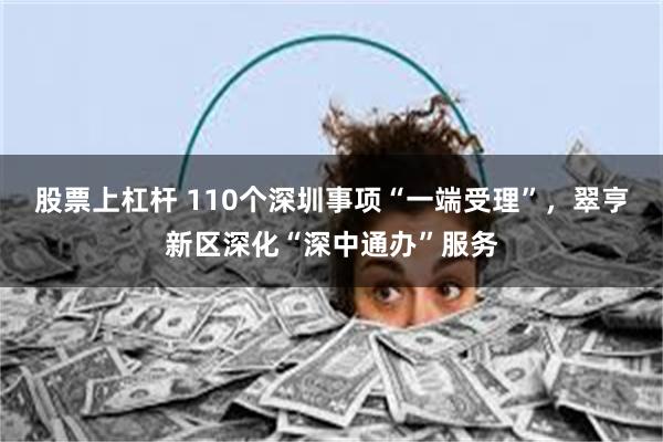 股票上杠杆 110个深圳事项“一端受理”，翠亨新区深化“深中通办”服务