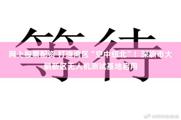 网上股票配资 打造湾区“空中纽北”！深圳市大鹏新区无人机测试基地启用