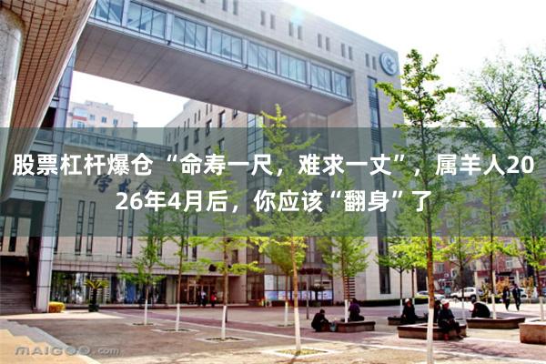 股票杠杆爆仓 “命寿一尺，难求一丈”，属羊人2026年4月后，你应该“翻身”了