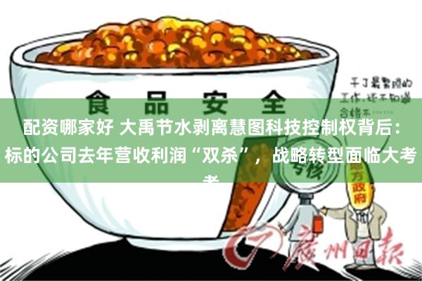 配资哪家好 大禹节水剥离慧图科技控制权背后：标的公司去年营收利润“双杀”，战略转型面临大考