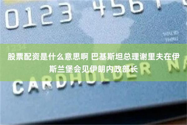 股票配资是什么意思啊 巴基斯坦总理谢里夫在伊斯兰堡会见伊朗内政部长