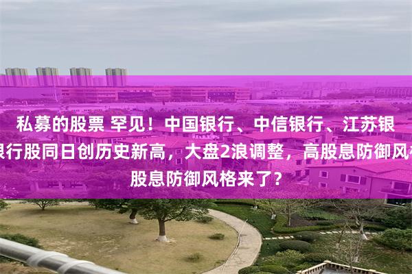 私募的股票 罕见！中国银行、中信银行、江苏银行3只银行股同日创历史新高，大盘2浪调整，高股息防御风格来了？