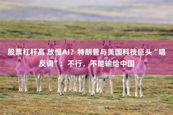 股票杠杆高 放慢AI？特朗普与美国科技巨头“唱反调”：不行，不能输给中国