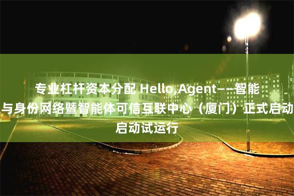 专业杠杆资本分配 Hello,Agent——智能体标识与身份网络暨智能体可信互联中心（厦门）正式启动试运行