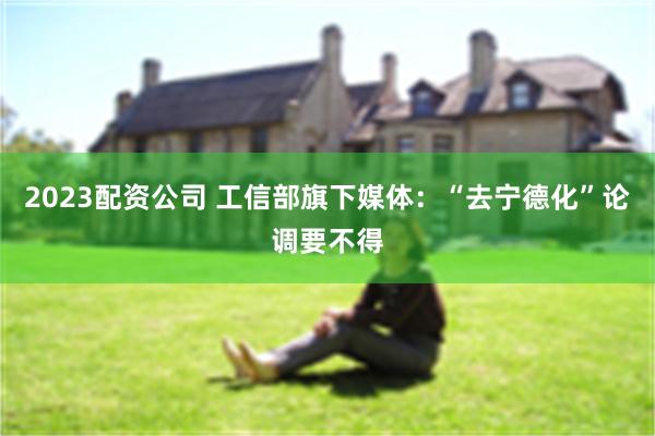 2023配资公司 工信部旗下媒体：“去宁德化”论调要不得